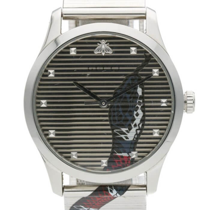 YA1264123 / Gタイムレス SS クォーツ スネーク シルバー文字盤腕時計 